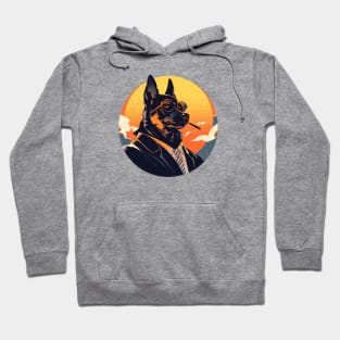 A German Shepherd spy dog circle portrait Hoodie